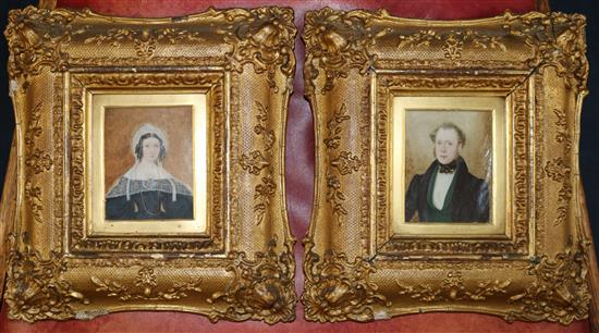 Victorian School Miniatures of ladies and gentleman largest 4 x 3in.